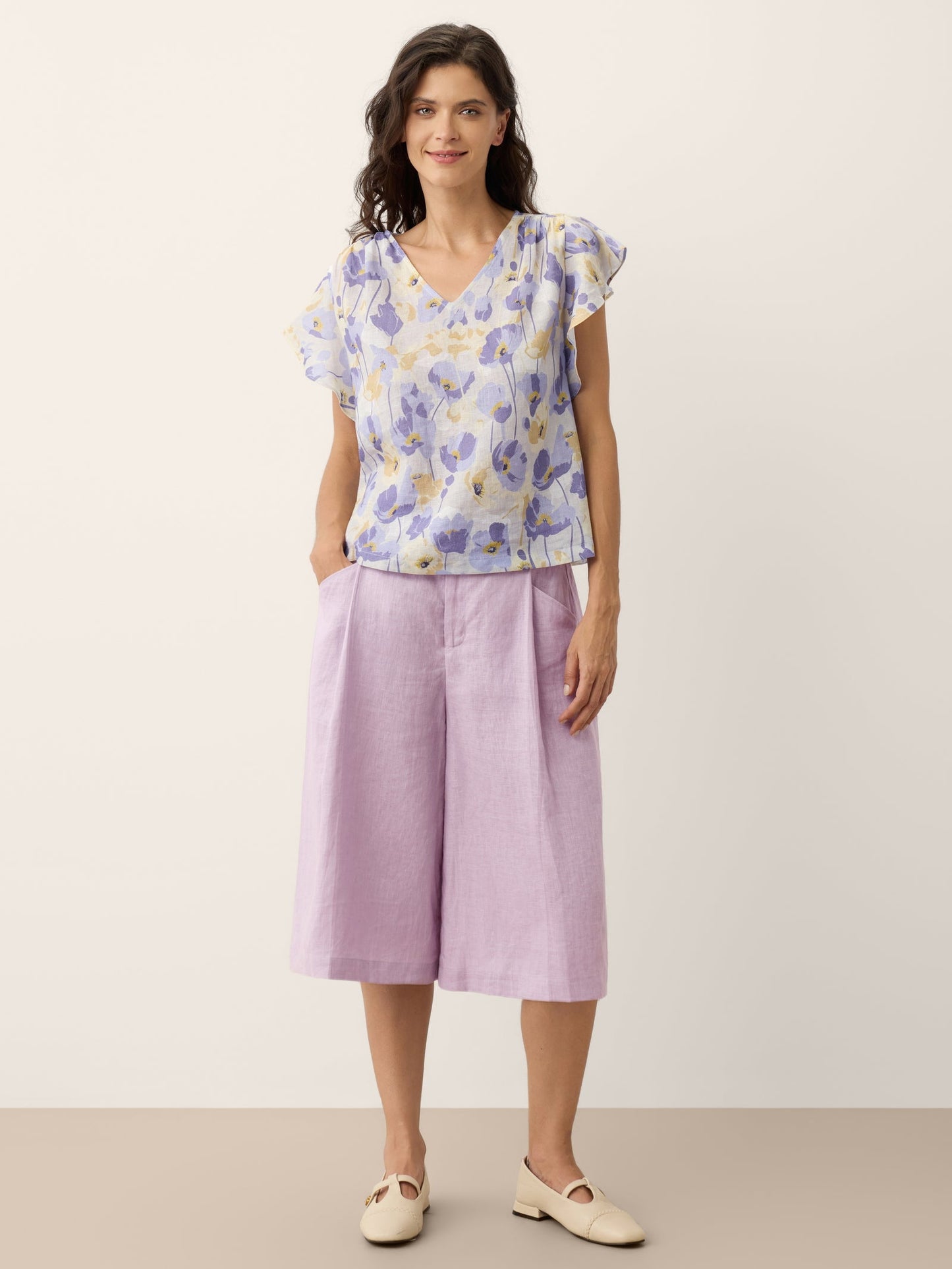 100% Linen A-Line Bermuda Shorts RAVENNA