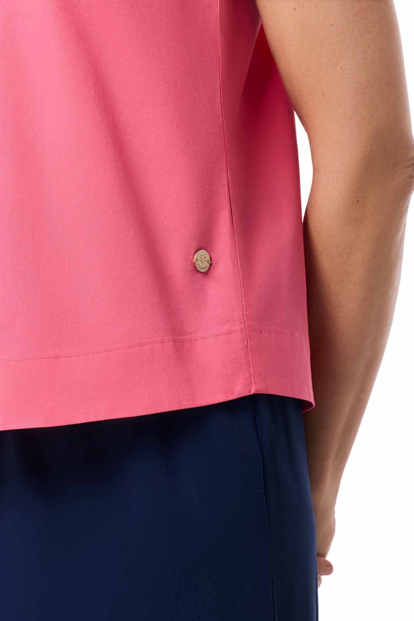 Coral | Women's Cape Stand Collar Blouse | Sunkist Coral