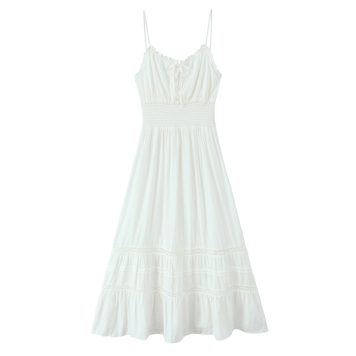 Spring Vintage Sexy Elastic Waisted Slimming Lace Fairy Spaghetti Strap Dress