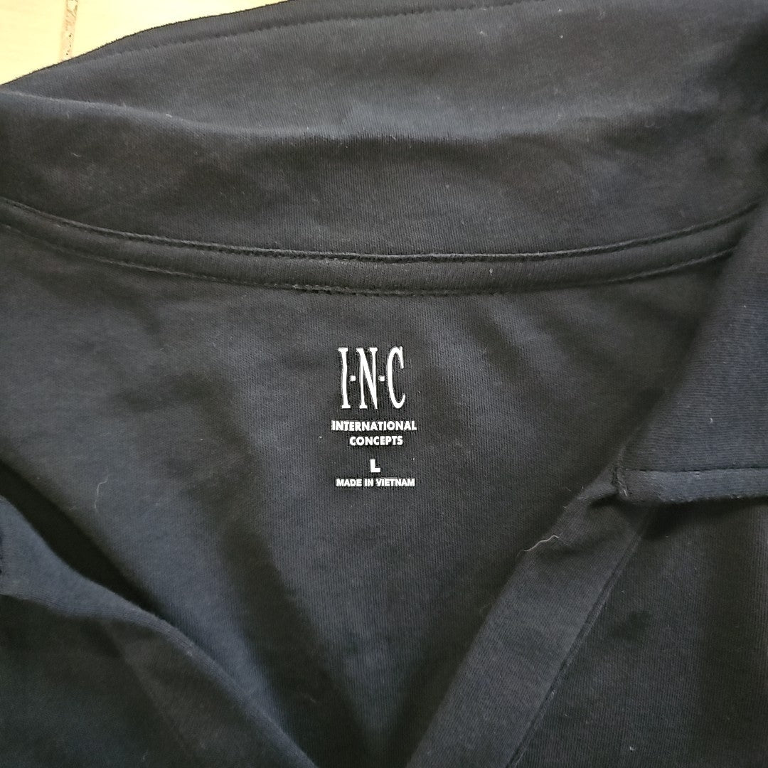 INC Size L MENS Johnny Interlock Polo Shirt - Deep Black