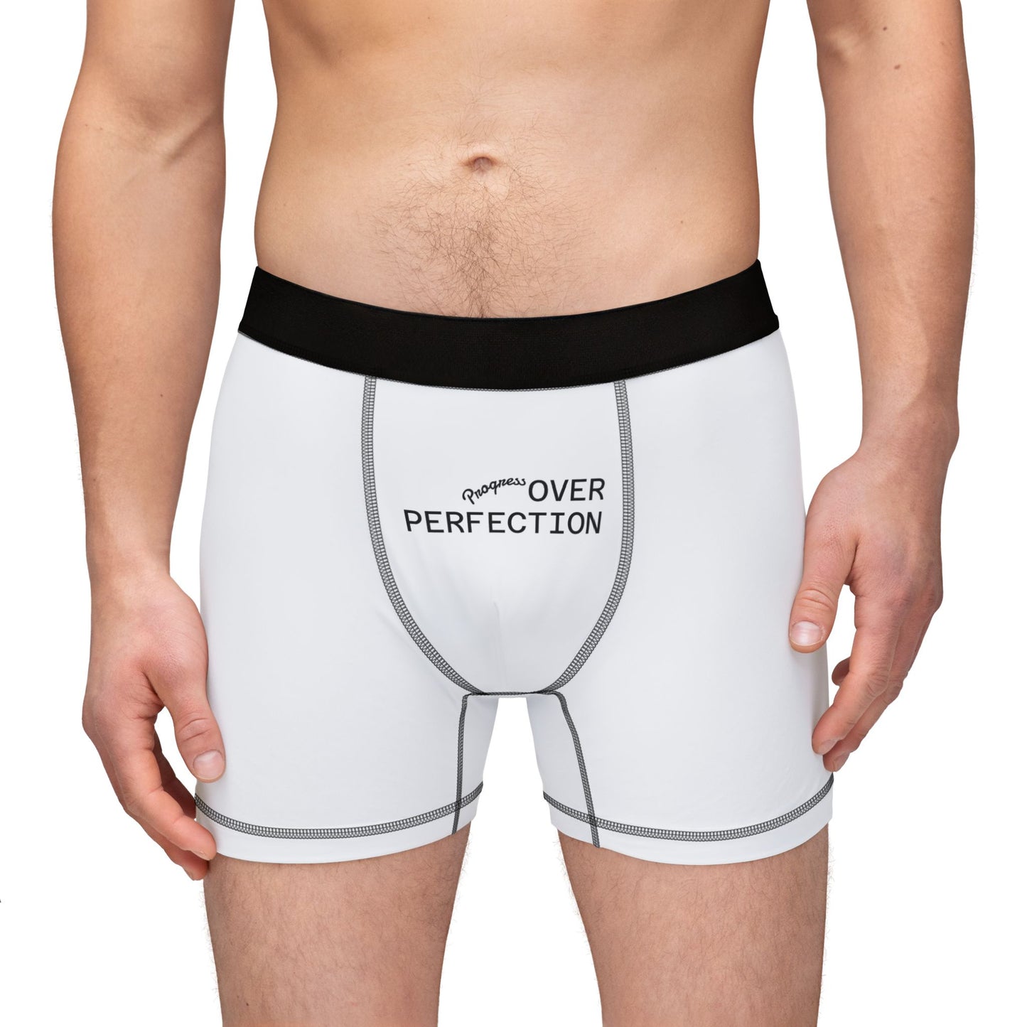 Men's Boxer Briefs — 'Over Perfection' Minimal White Stretch Underwear