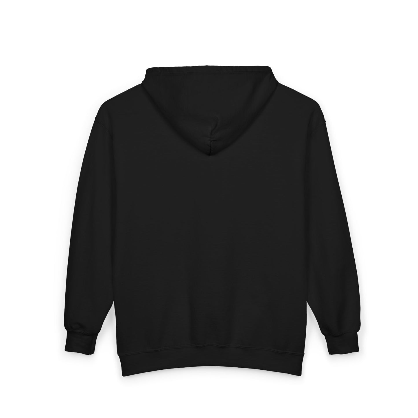 Black Full-Zip Hoodie — Minimal Dot Script Logo Zip-Up Sweatshirt