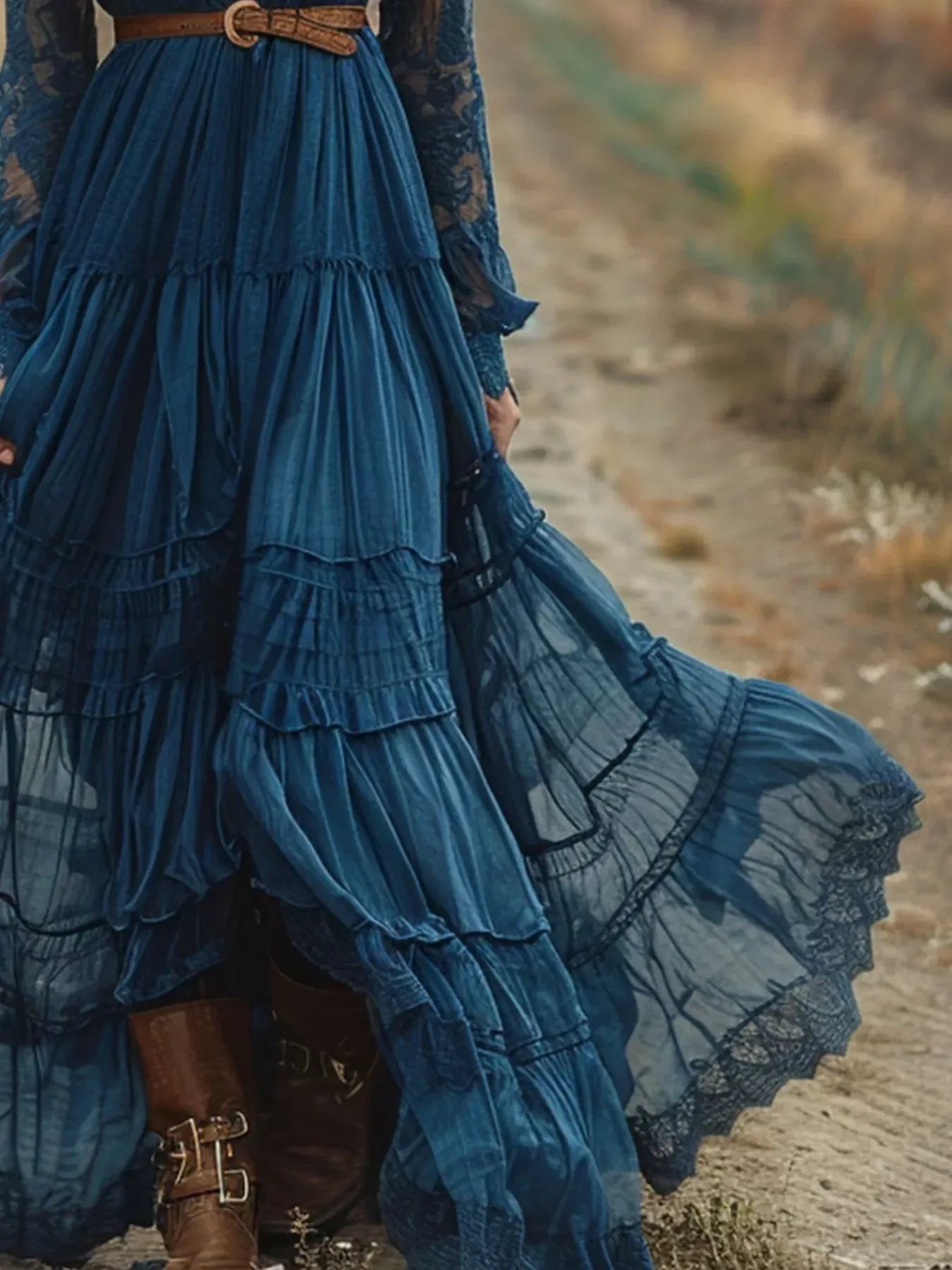 Lace Long Sleeve Maxi Dress