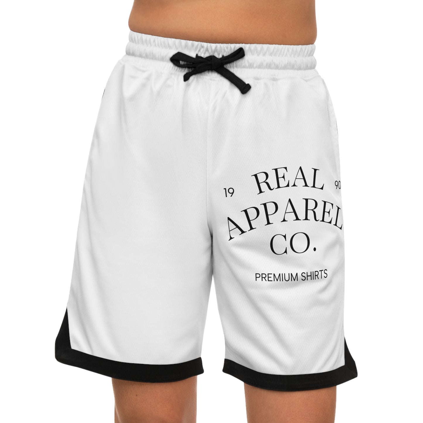 Basketball Shorts – "Real Apparel Co." White Athletic Ribbed Shorts