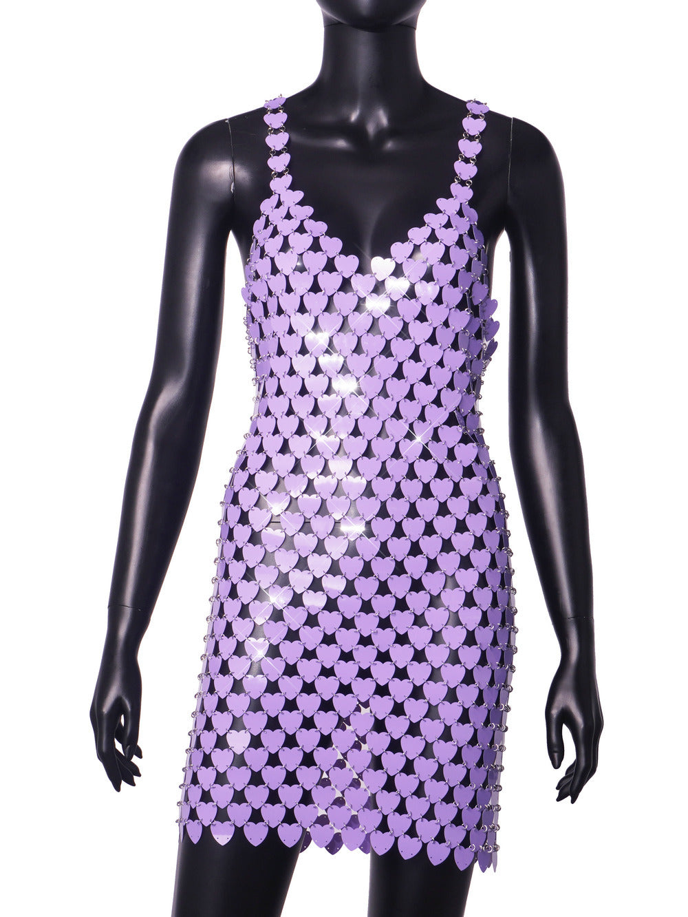 Metal Sequ Stitching Hip Love Shape Print Dress Women Stage Costume