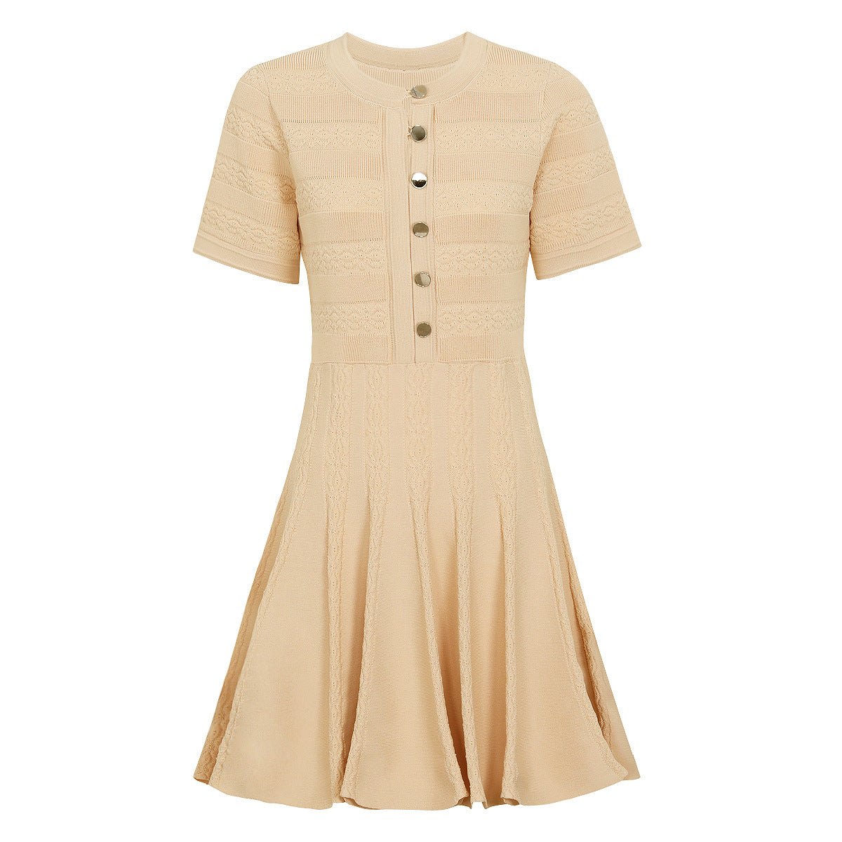 Summer Fashionable Knitted Heavy Industry Slim Fit Slimming Short Sleeve Dress for Women