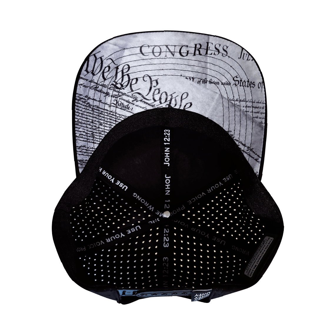 **PREORDER ONLY SHIPS IN MAY** FREEDOM Hat - Black / White - Baseball Hat Fit - Laser Mesh