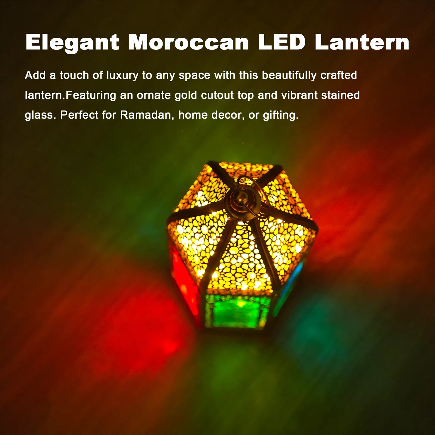 12'' Gold Hexagonal Moroccan Candle Lantern