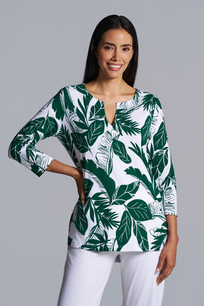 St. Lucia | Women's Tunic Top | Eden Green Palm Paradise