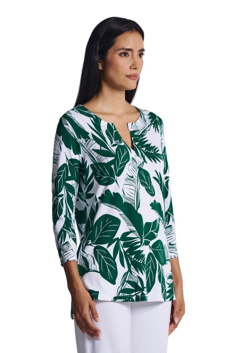 St. Lucia | Women's Tunic Top | Eden Green Palm Paradise