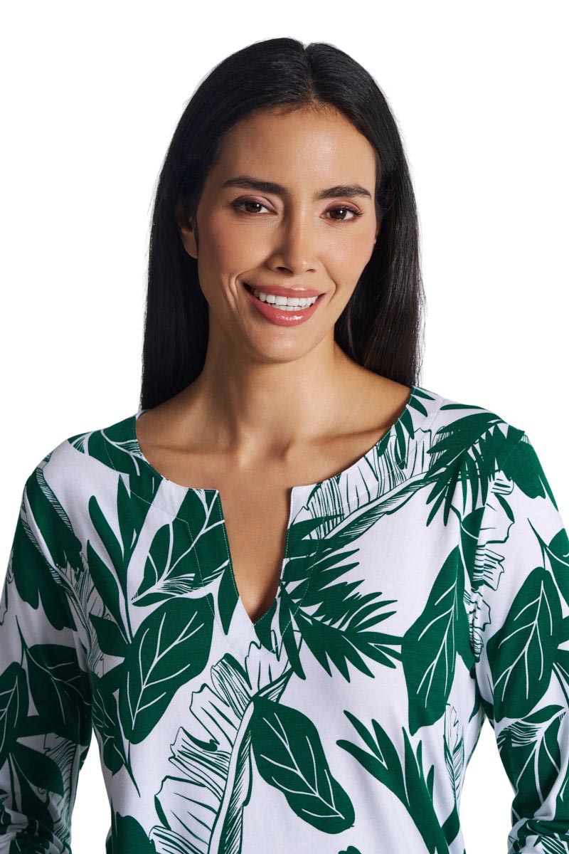 St. Lucia | Women's Tunic Top | Eden Green Palm Paradise