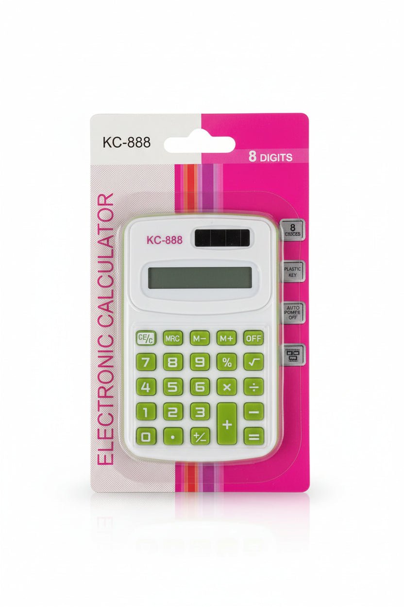 Mini Portable Calculator – Dual Power, 10-Digit Display-Random Color Selection