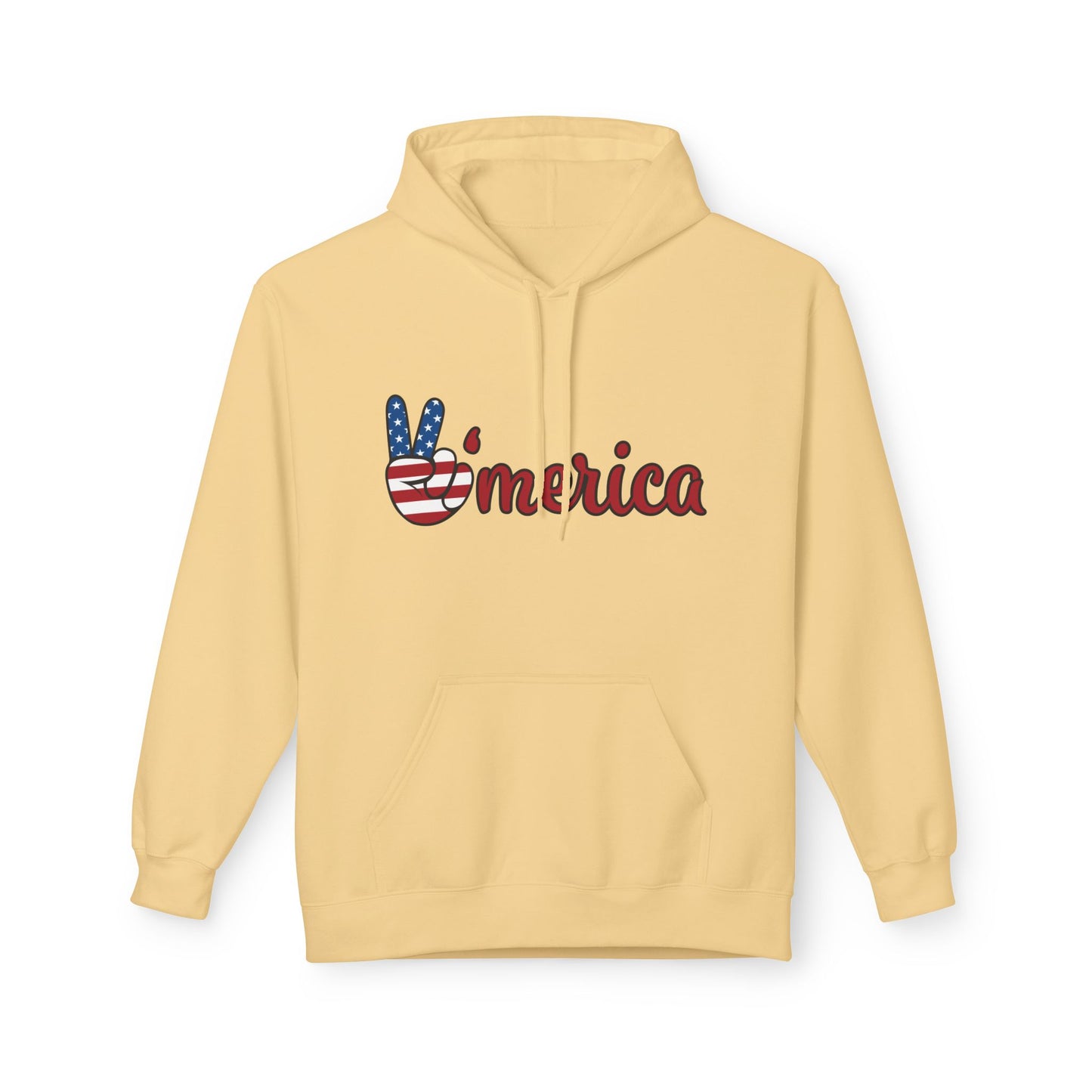 Patriotic 'Merica Peace Sign Hoodie — American Flag LOVE Back Graphic