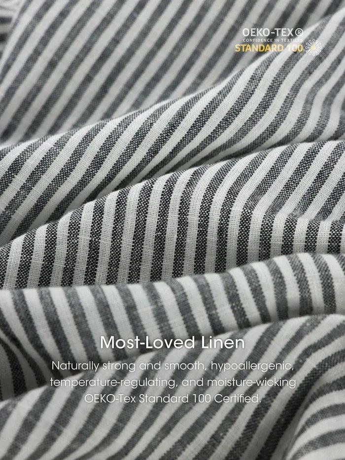 100% Linen Striped Elastic-Waist Mini Dress ARIA