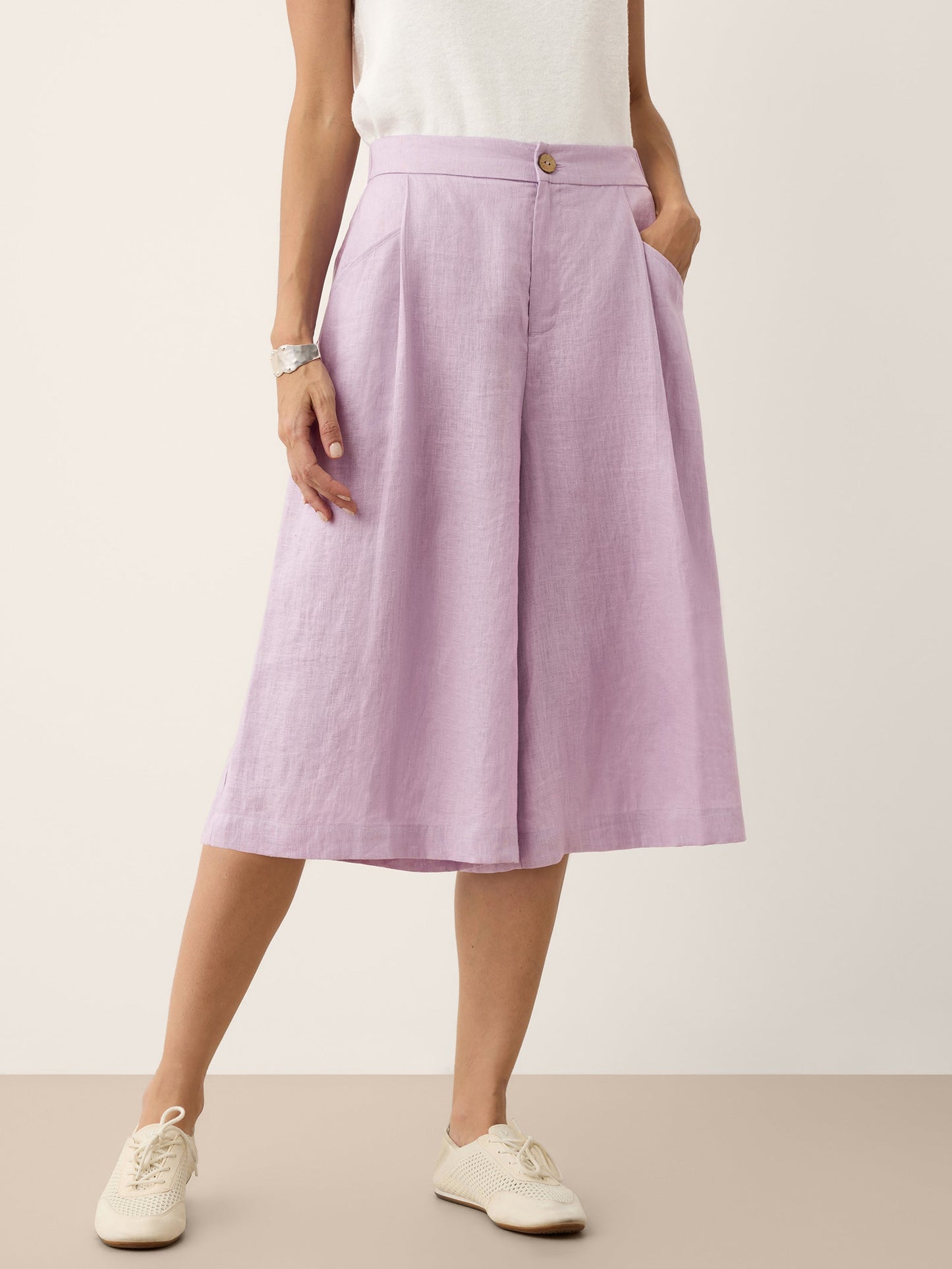 100% Linen A-Line Bermuda Shorts RAVENNA