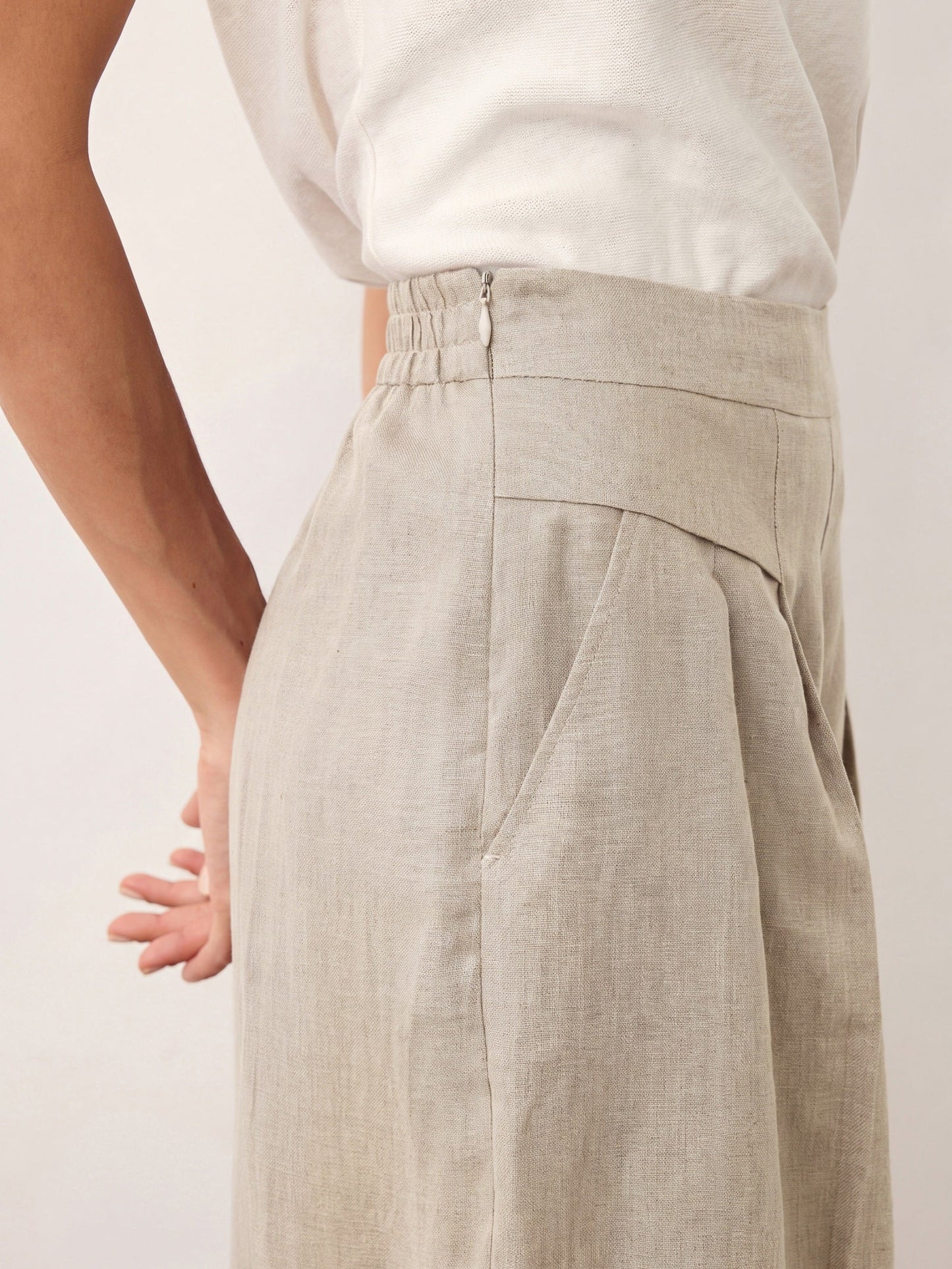 100% Linen Pleated Waist Wide Leg Pants LOUISA