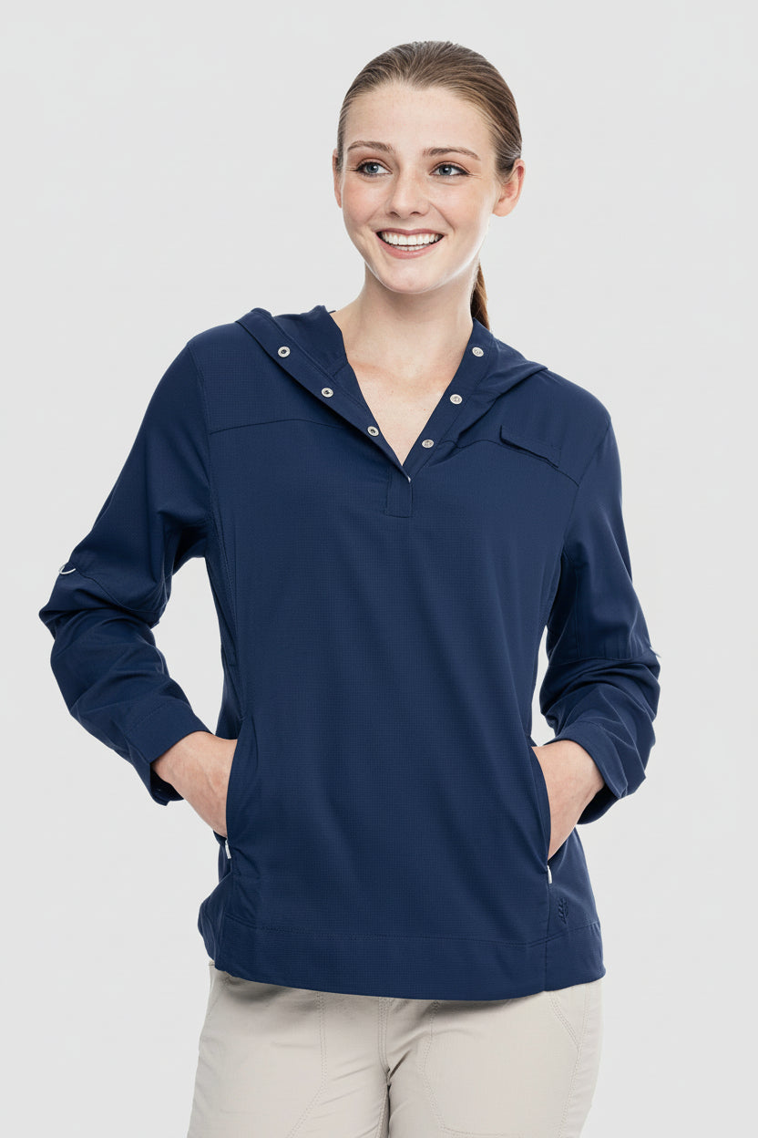 Sea Spray | Women's Henley Hoodie | Navy