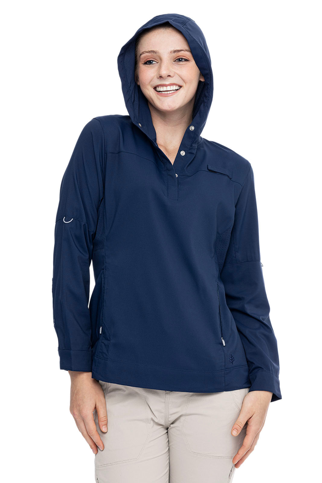 Sea Spray | Women's Henley Hoodie | Navy