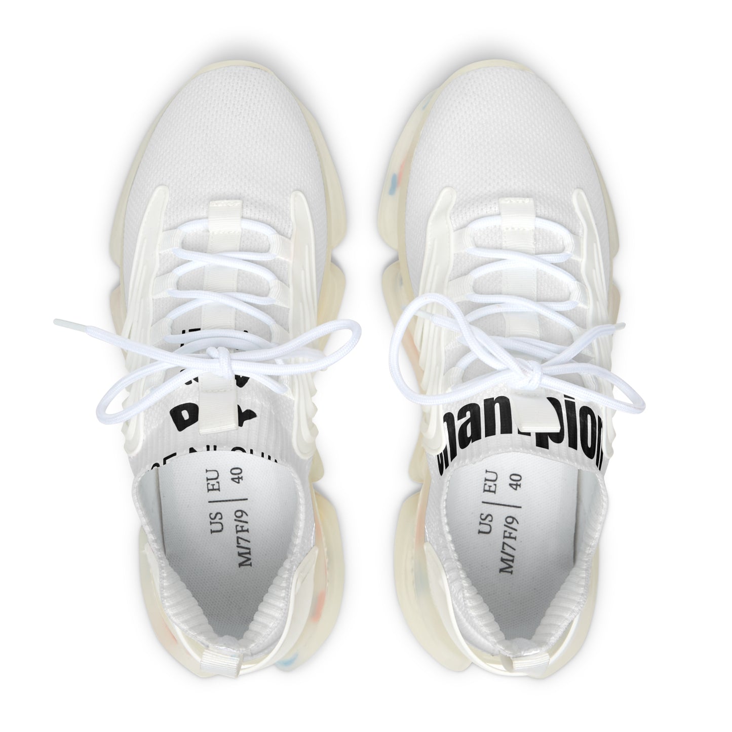 Women's White Mesh Sneakers — Lightweight Breathable Athletic Shoes with Color-Splash Sole