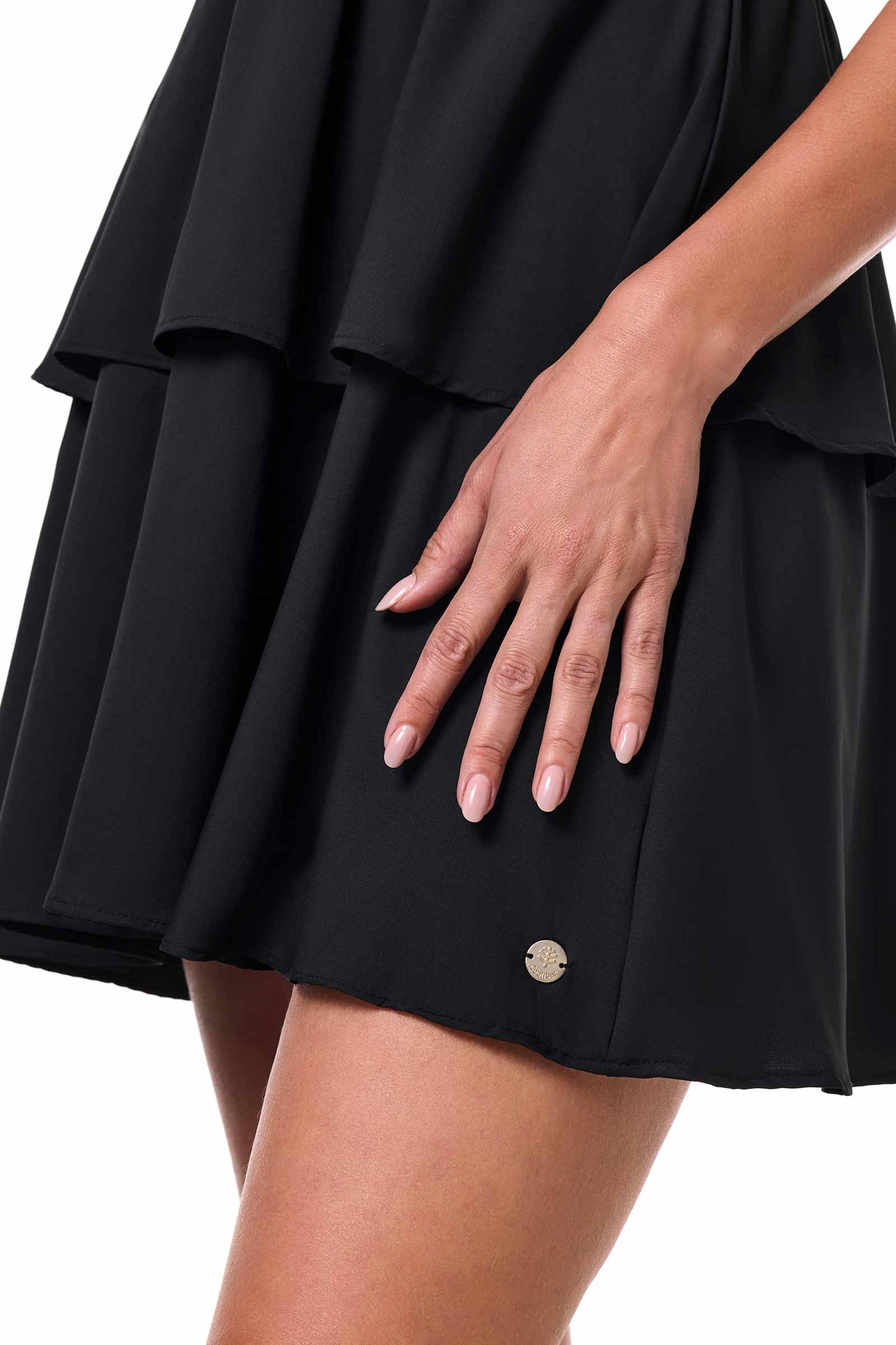 South Cove | Women's V-Neck Ruffle Dress | Black