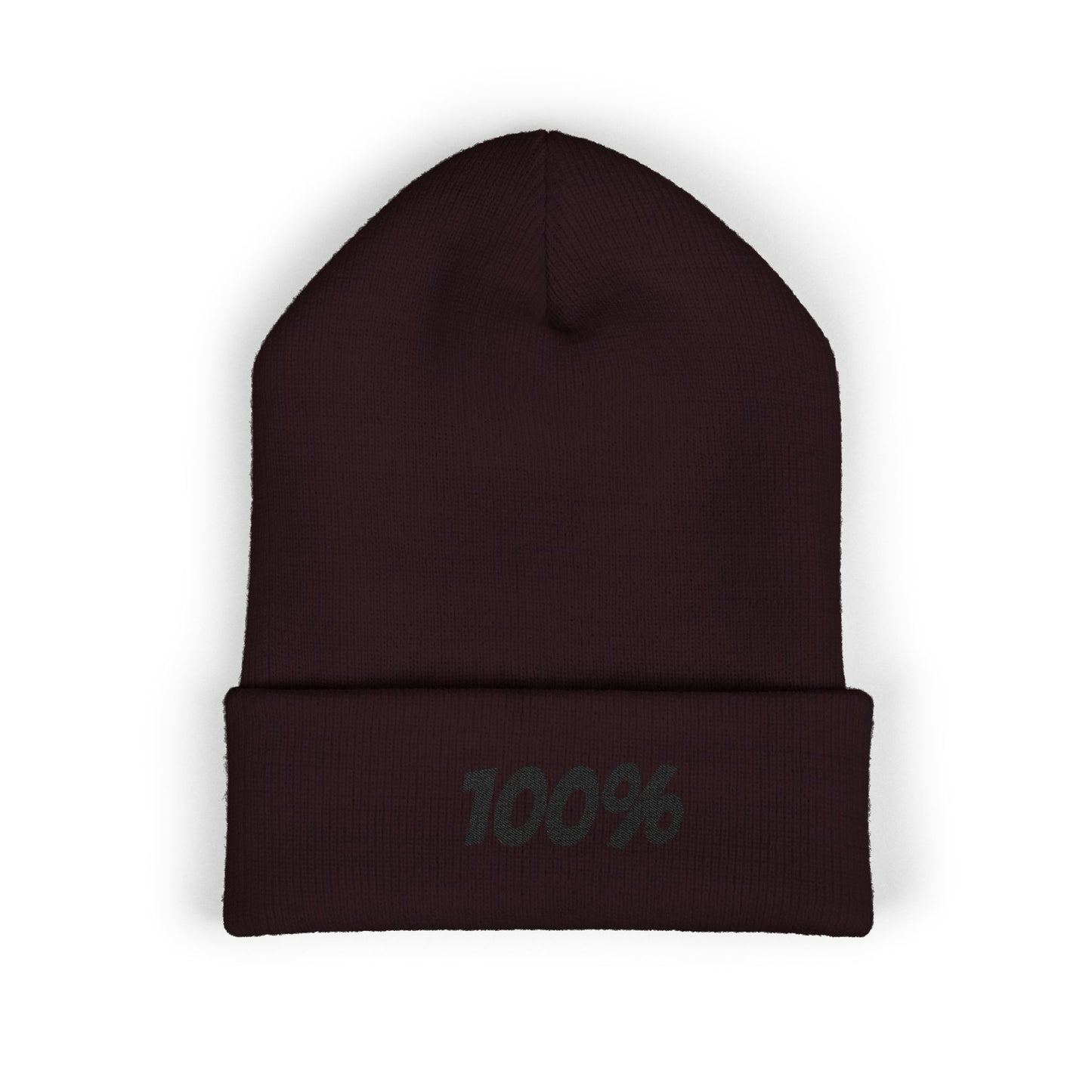 100% Embroidered Cuffed Beanie — Minimal Knit Winter Hat