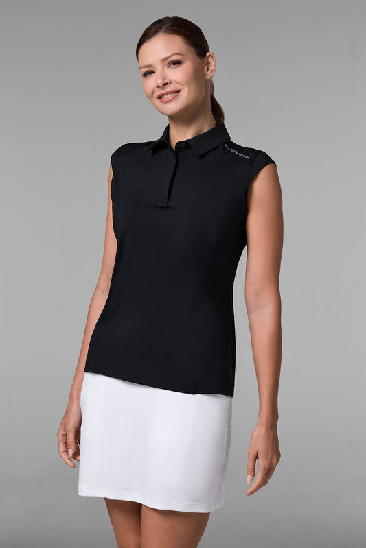 Dew-Sweeper | Women's Performance Sleeveless Polo | Black