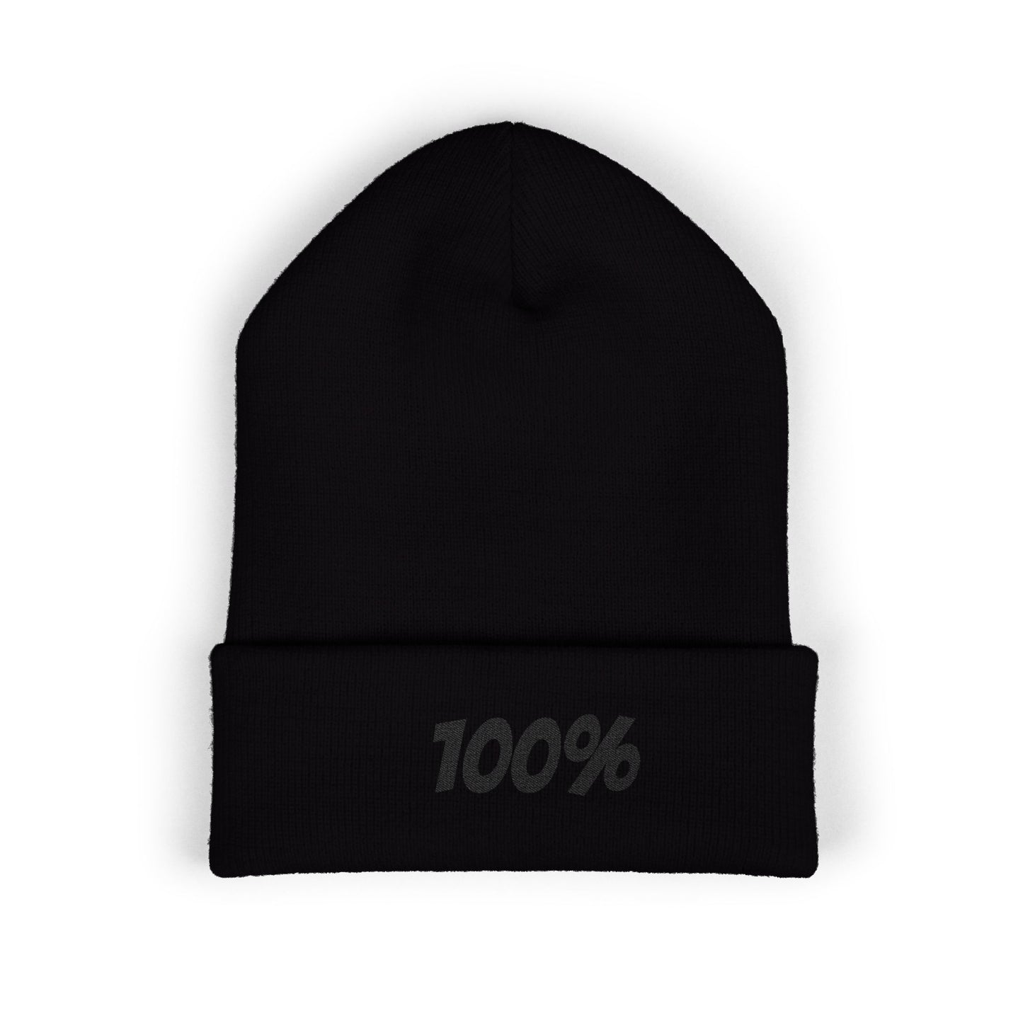 100% Embroidered Cuffed Beanie — Minimal Knit Winter Hat