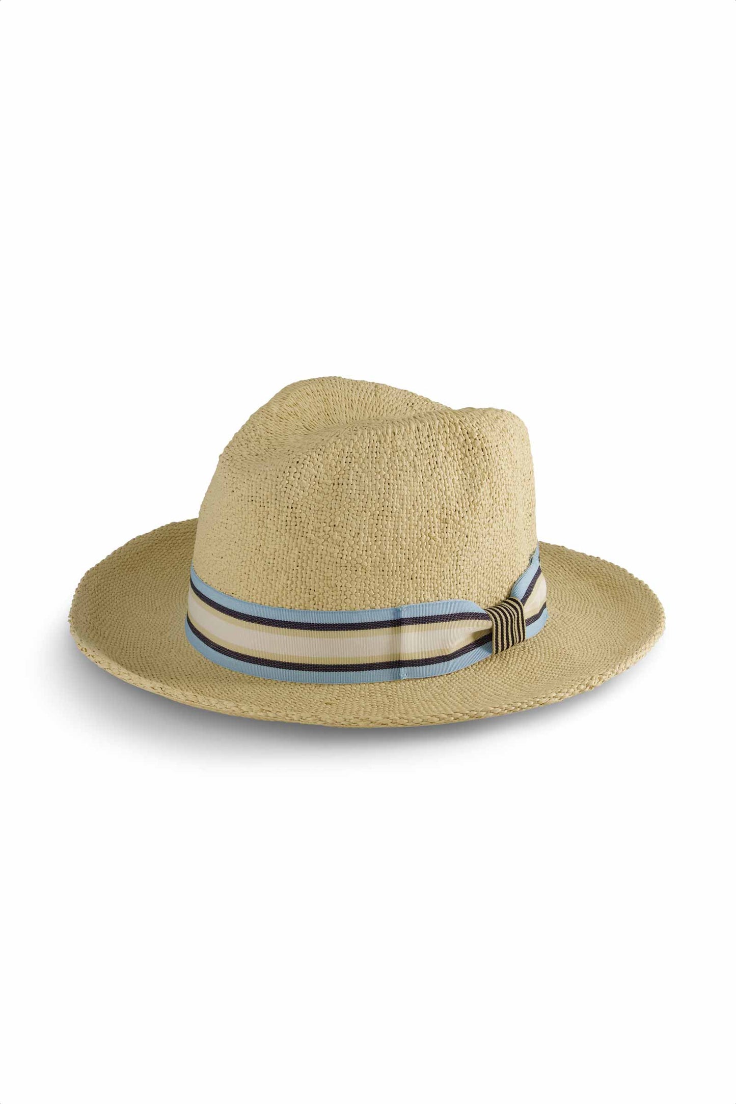 Surf Club | Men's Hand Woven Fedora Rugby Stripe Band | Natural