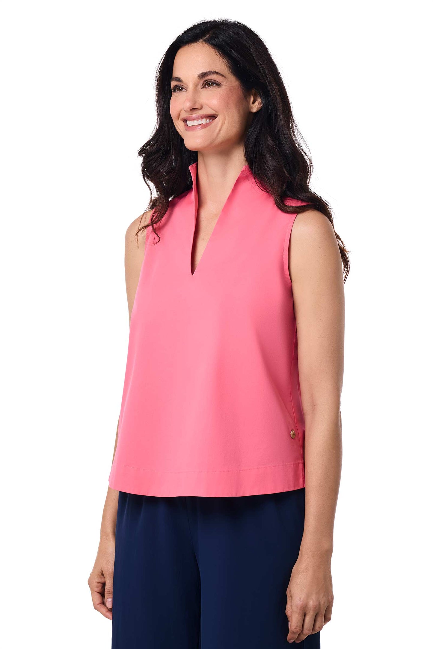 Coral | Women's Cape Stand Collar Blouse | Sunkist Coral