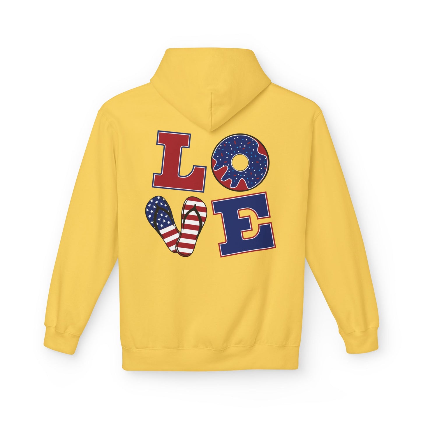 Patriotic 'Merica Peace Sign Hoodie — American Flag LOVE Back Graphic