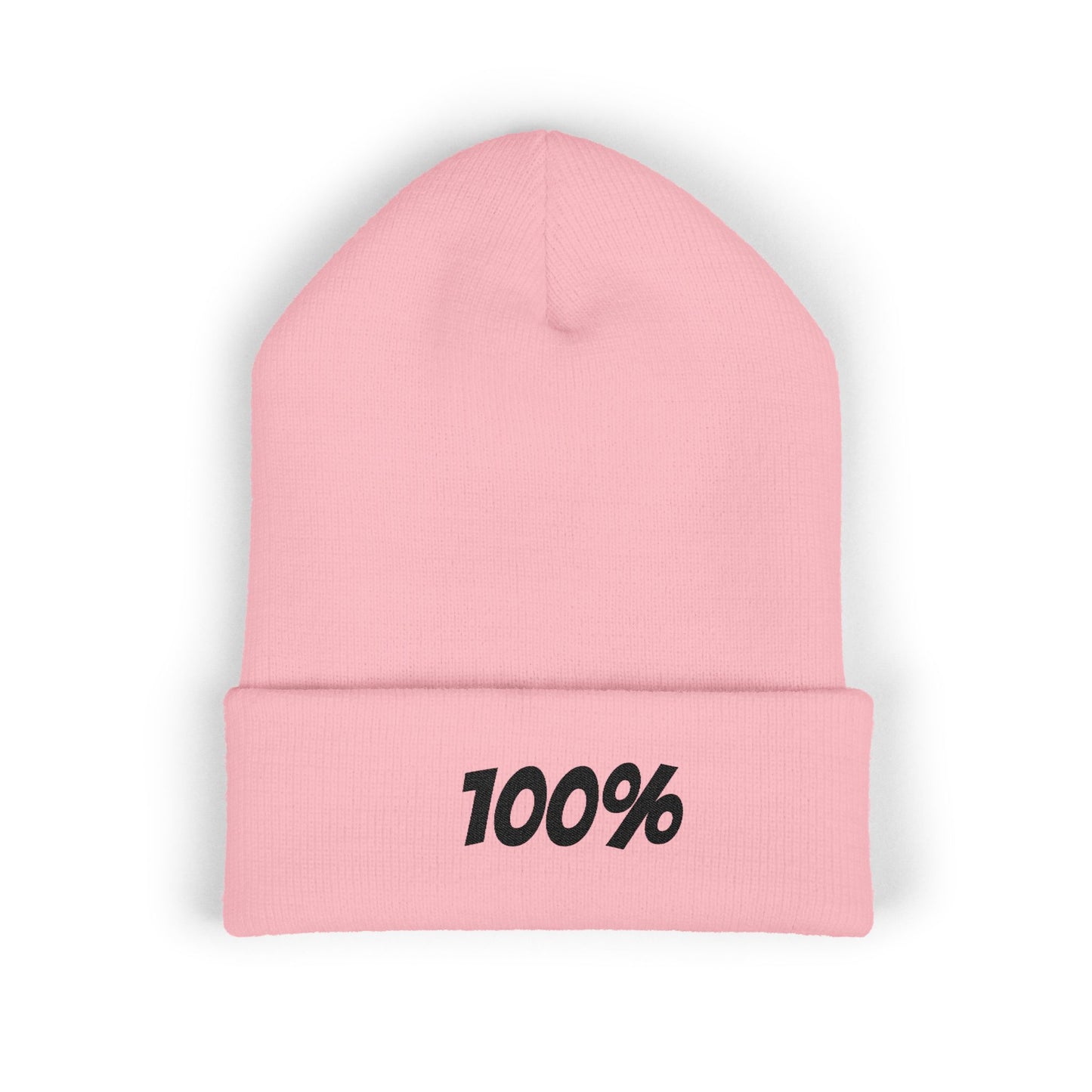 100% Embroidered Cuffed Beanie — Minimal Knit Winter Hat