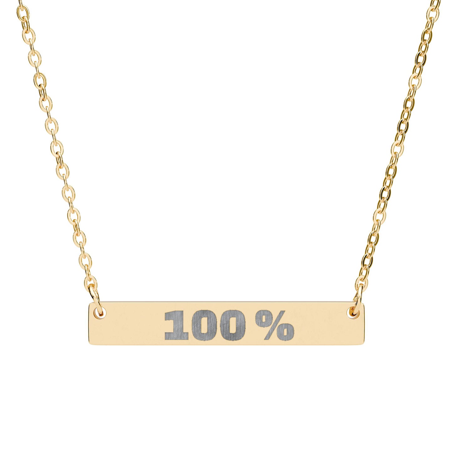 100% Engraved Horizontal Bar Necklace — Personalized Minimalist Pendant