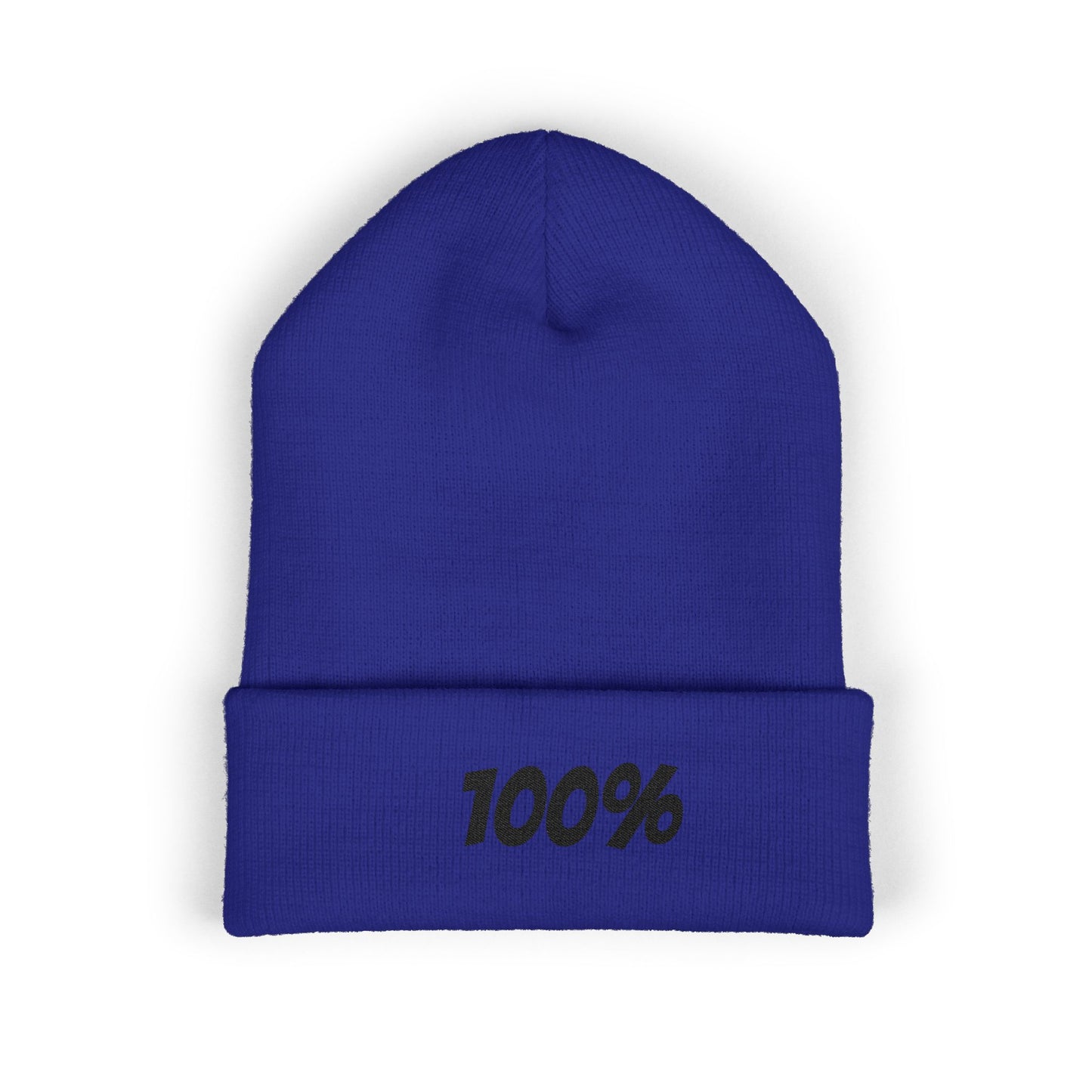100% Embroidered Cuffed Beanie — Minimal Knit Winter Hat