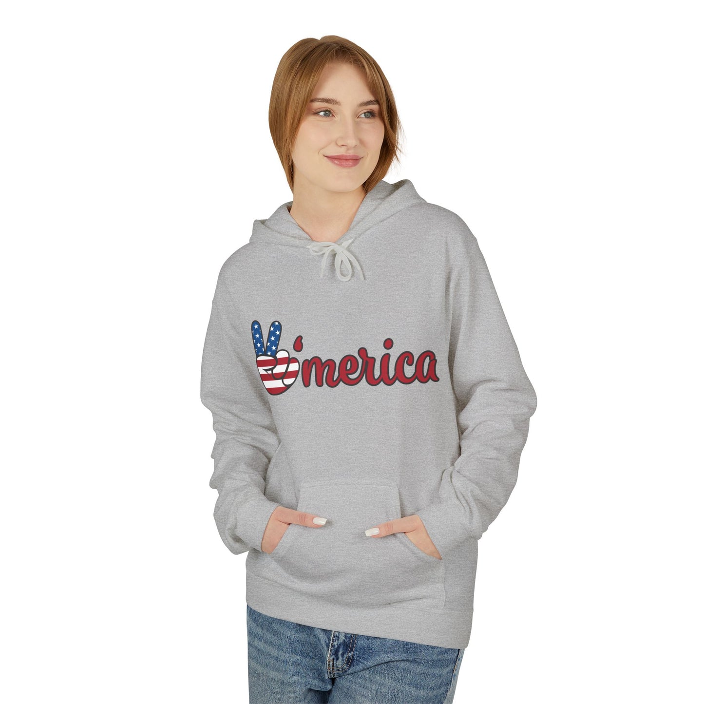 Patriotic 'Merica Peace Sign Hoodie — American Flag LOVE Back Graphic