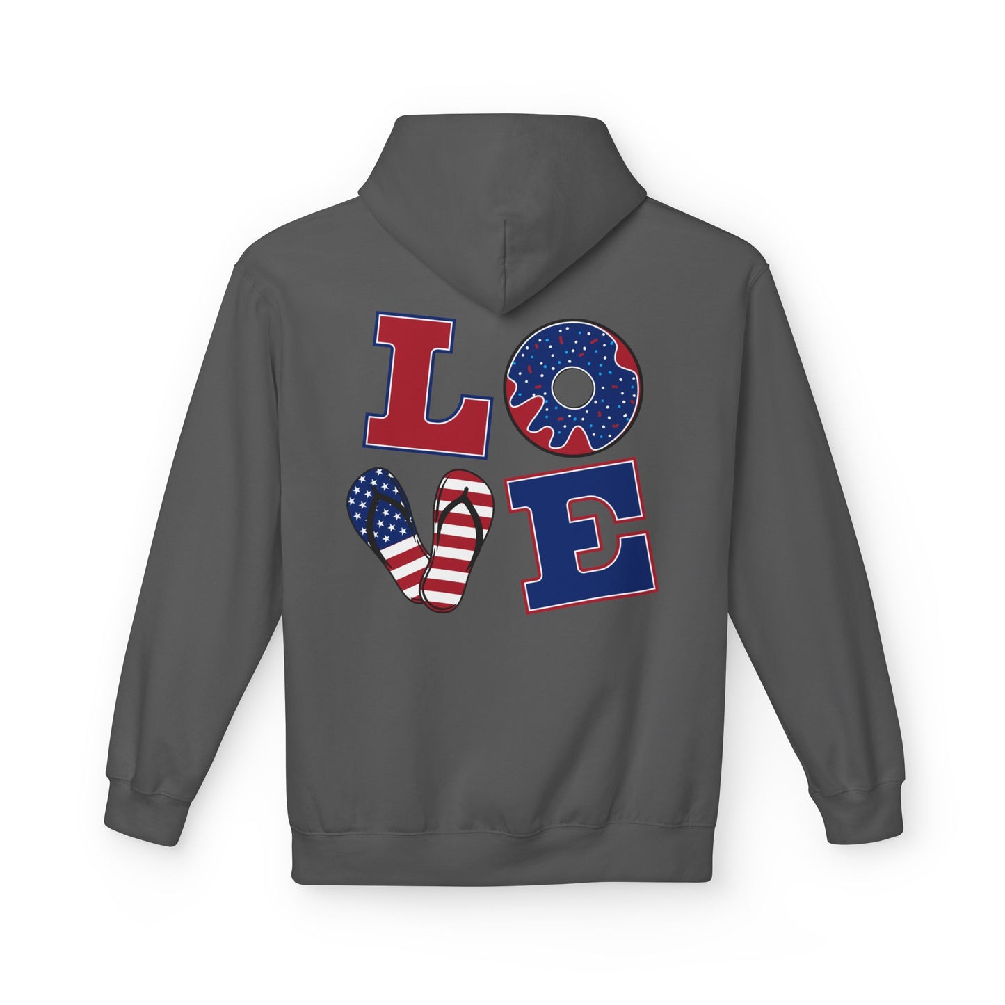Patriotic 'Merica Peace Sign Hoodie — American Flag LOVE Back Graphic