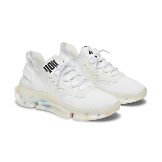 Women's White Mesh Sneakers — Lightweight Breathable Athletic Shoes with Color-Splash Sole