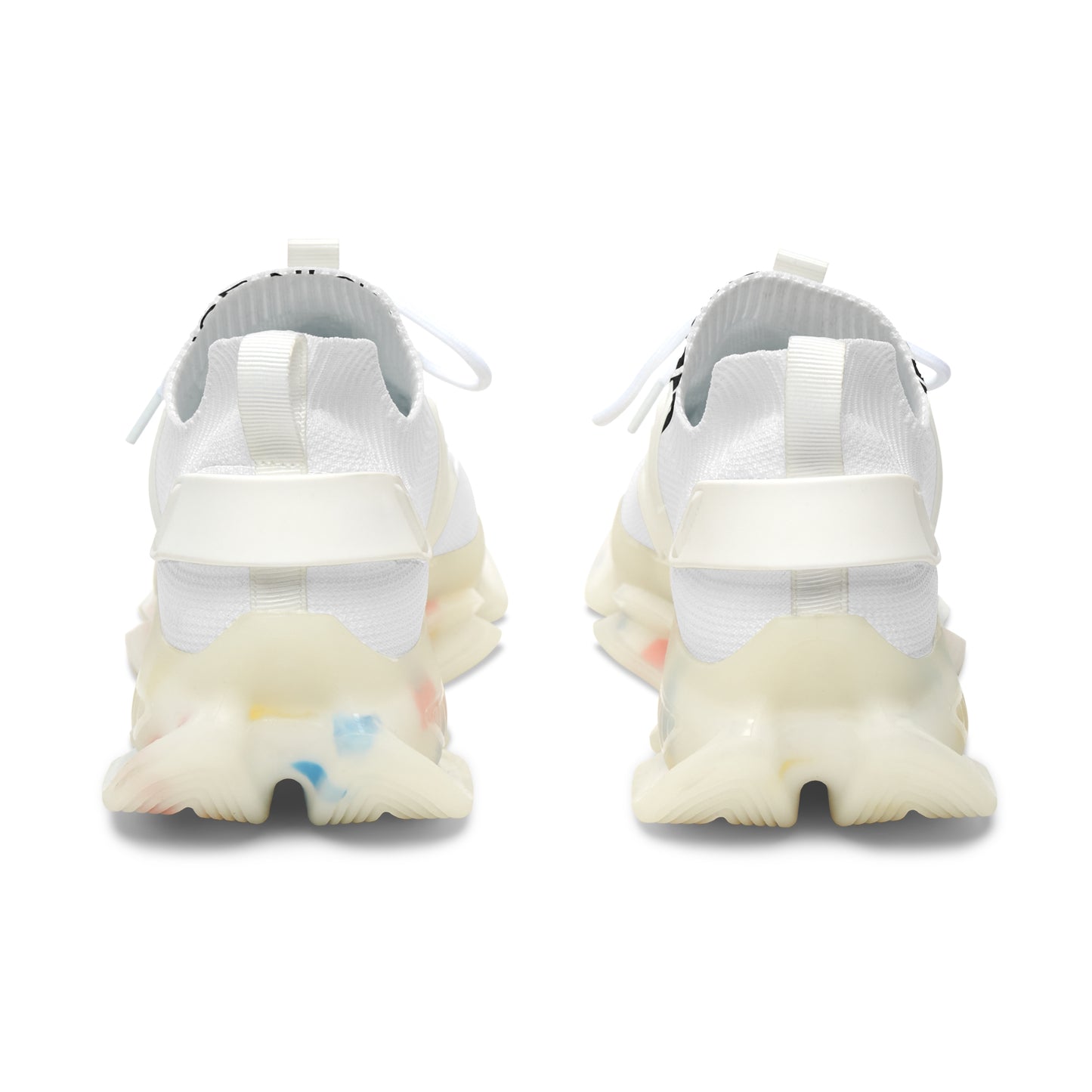 Women's White Mesh Sneakers — Lightweight Breathable Athletic Shoes with Color-Splash Sole
