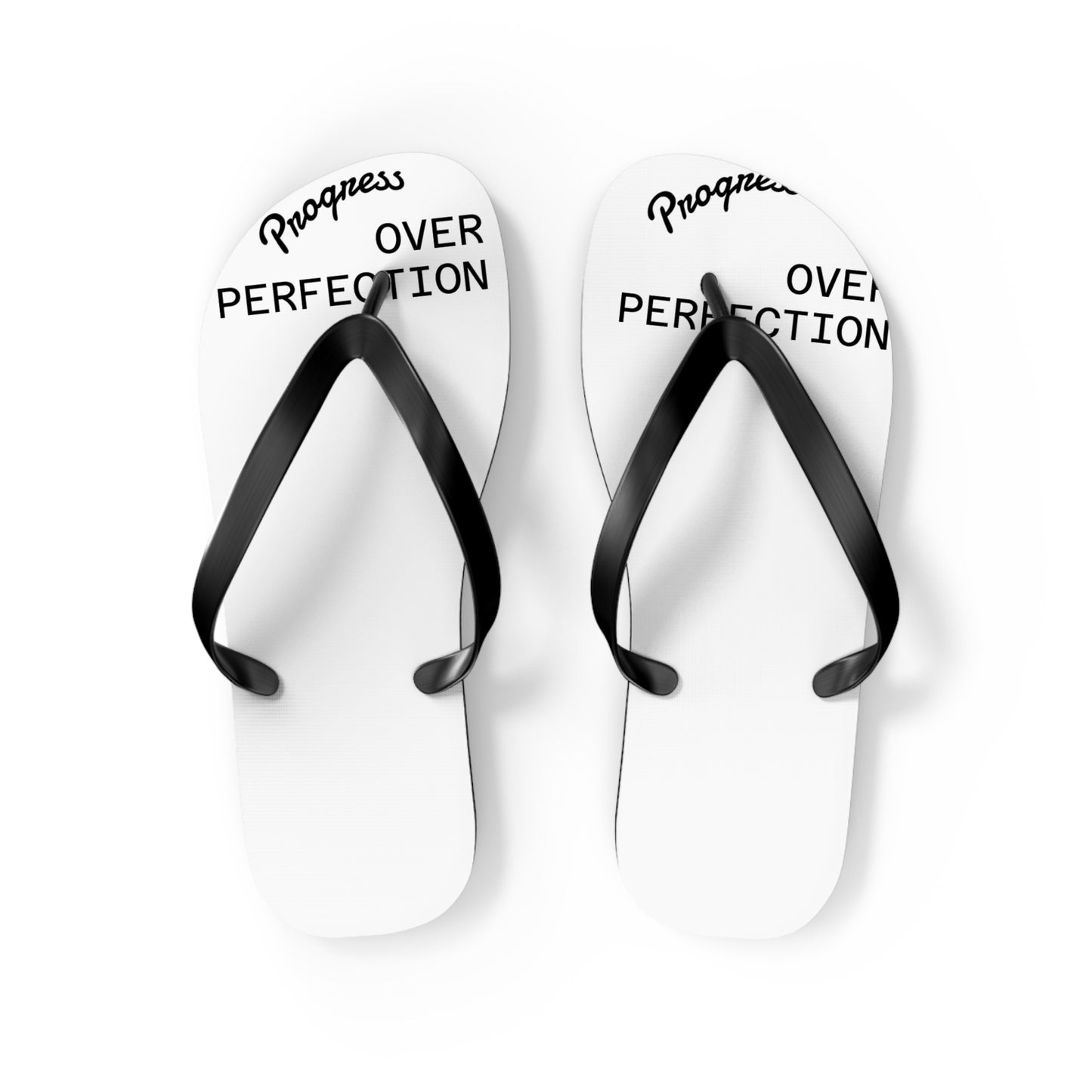 Flip Flops – “Progress Over Perfection” Beach Sandals – Inspirational Summer Footwear