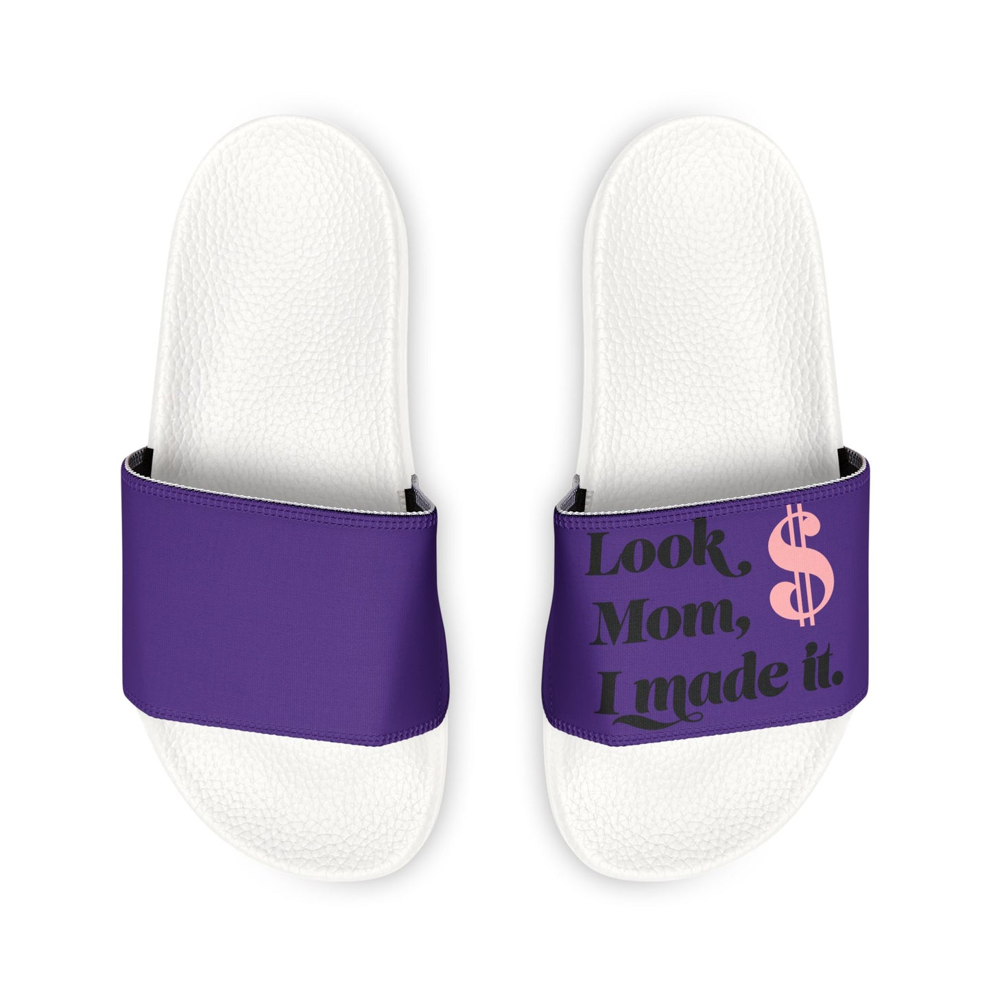 Men's Purple Slide Sandals — "Look Mom, I Made It" Removable Strap Slides