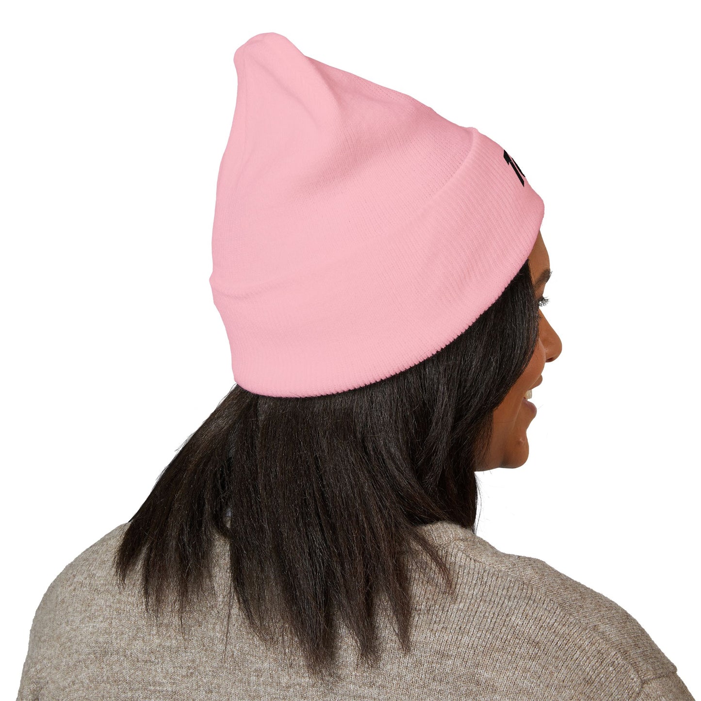 100% Embroidered Cuffed Beanie — Minimal Knit Winter Hat