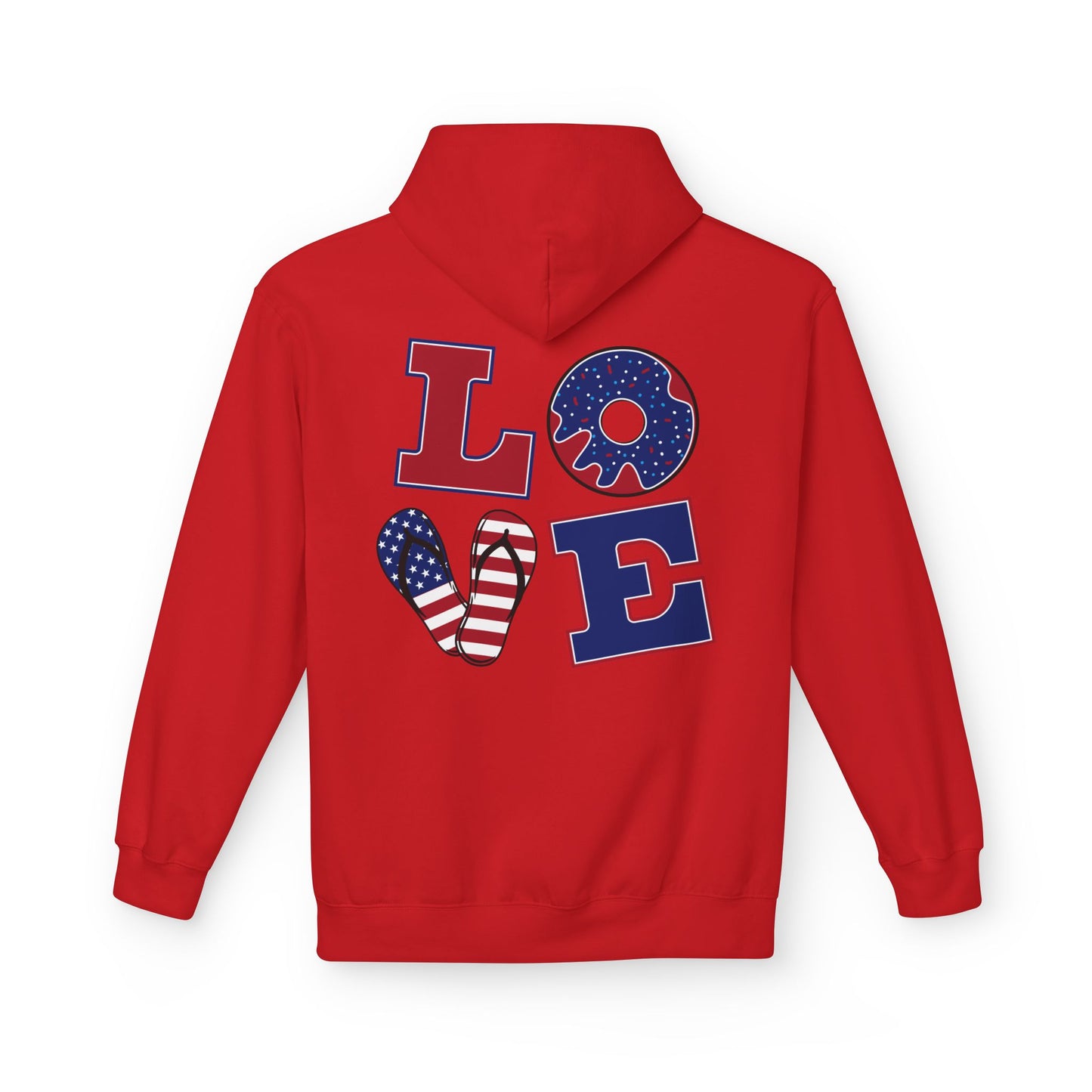 Patriotic 'Merica Peace Sign Hoodie — American Flag LOVE Back Graphic
