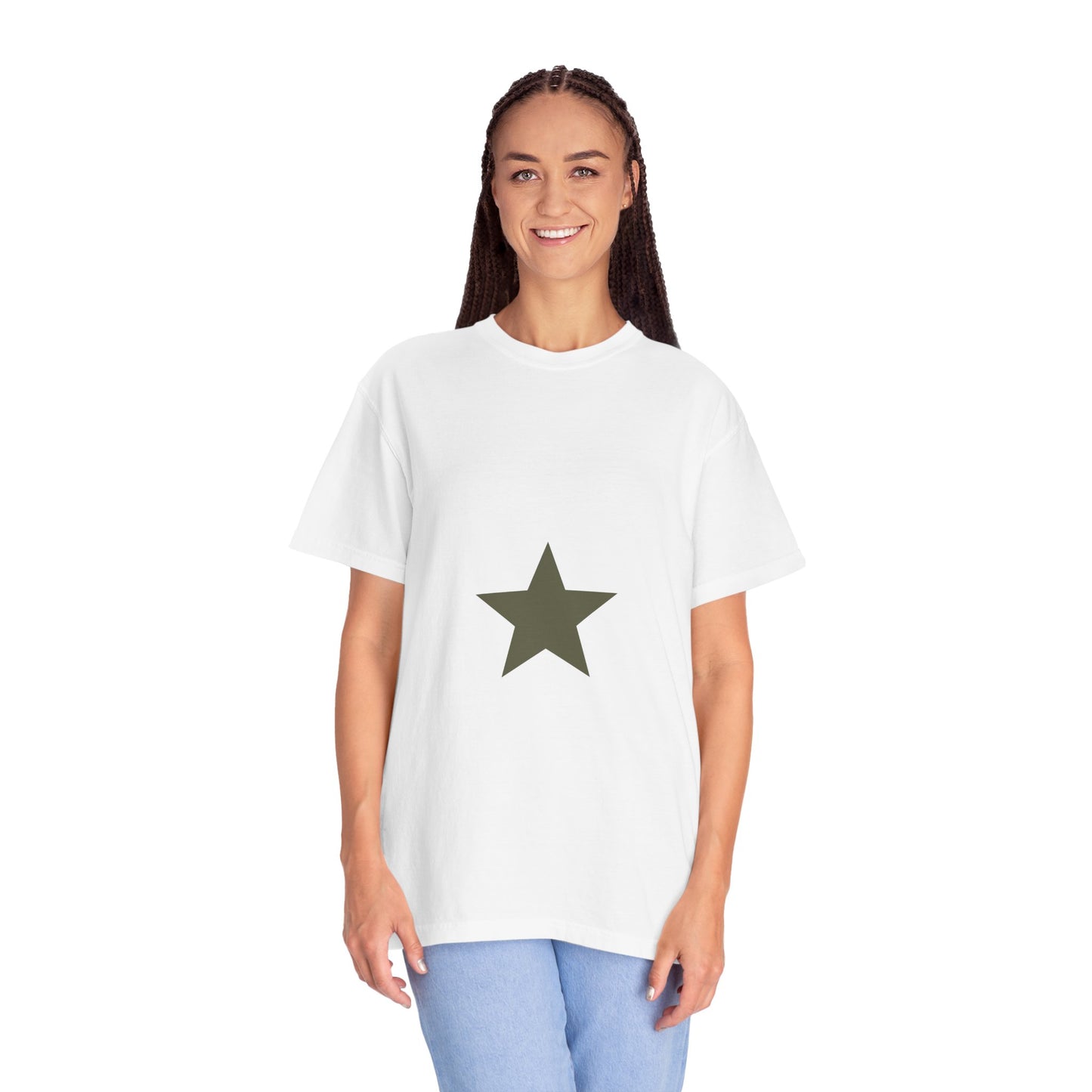 Copy of Star Graphic T-Shirt — Minimal Olive Star Front with "art lover boutique" Back Logo