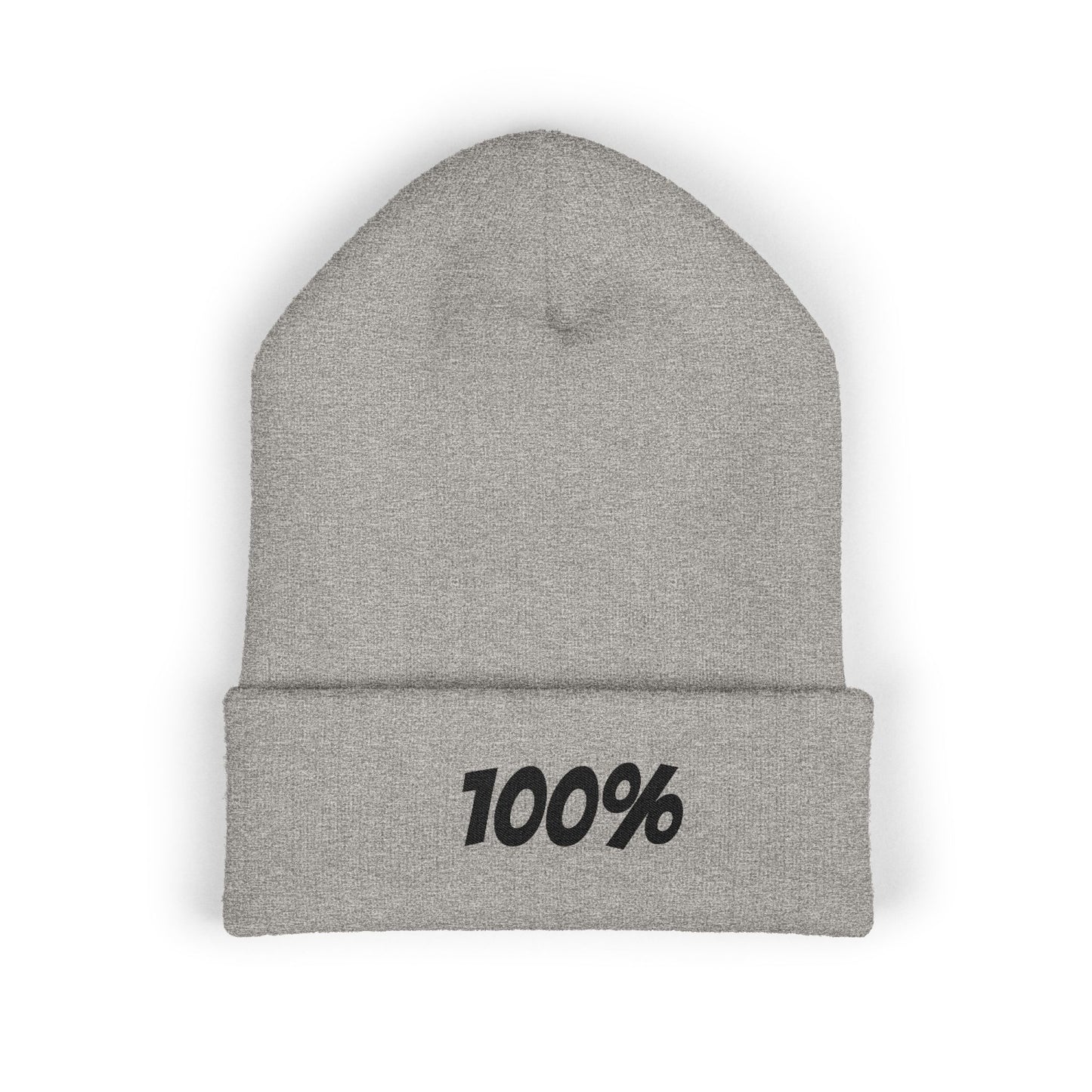 100% Embroidered Cuffed Beanie — Minimal Knit Winter Hat
