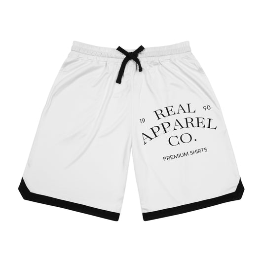 Basketball Shorts – "Real Apparel Co." White Athletic Ribbed Shorts