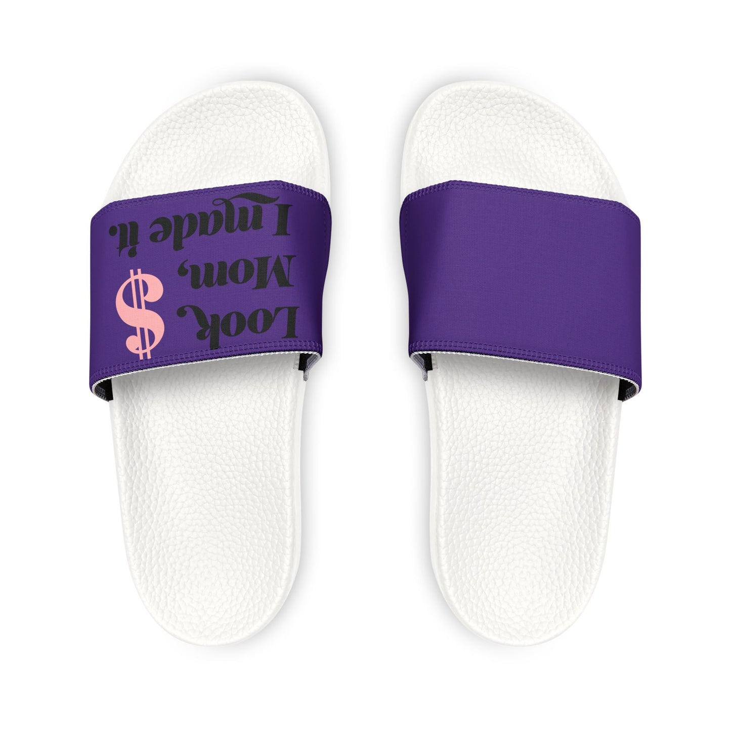 Men's Purple Slide Sandals — "Look Mom, I Made It" Removable Strap Slides