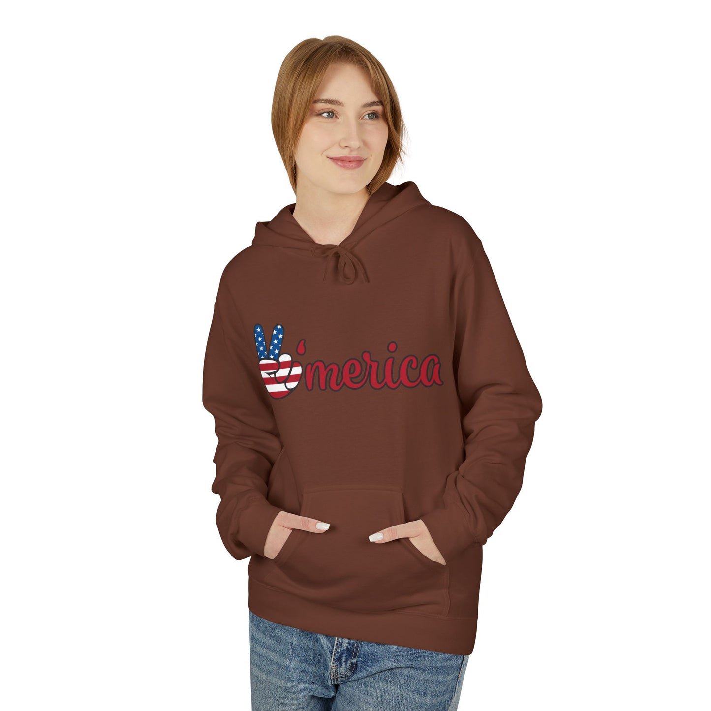 Patriotic 'Merica Peace Sign Hoodie — American Flag LOVE Back Graphic