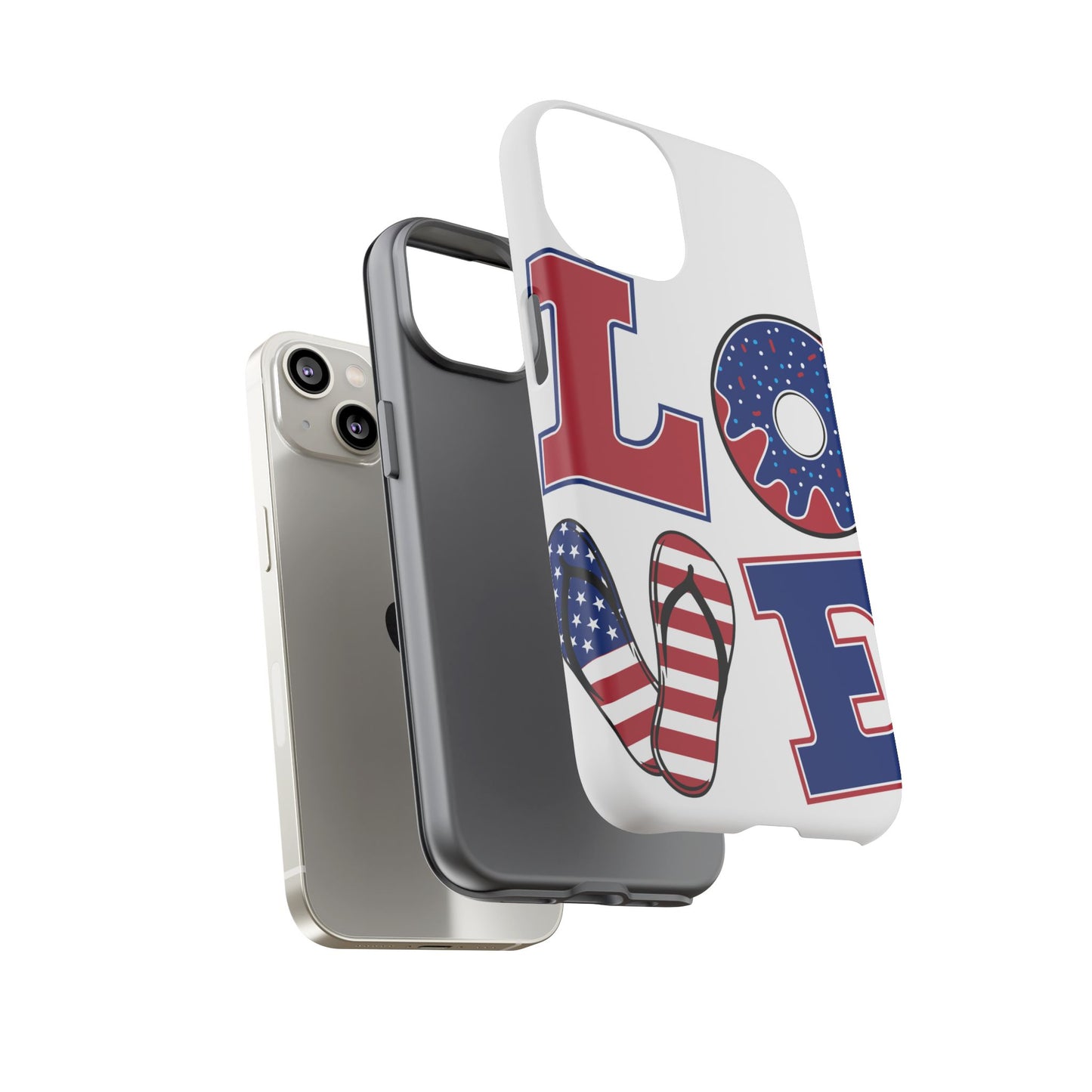 Patriotic "Love" Tough Case – American Flag Flip Flop & Donut Phone Cover