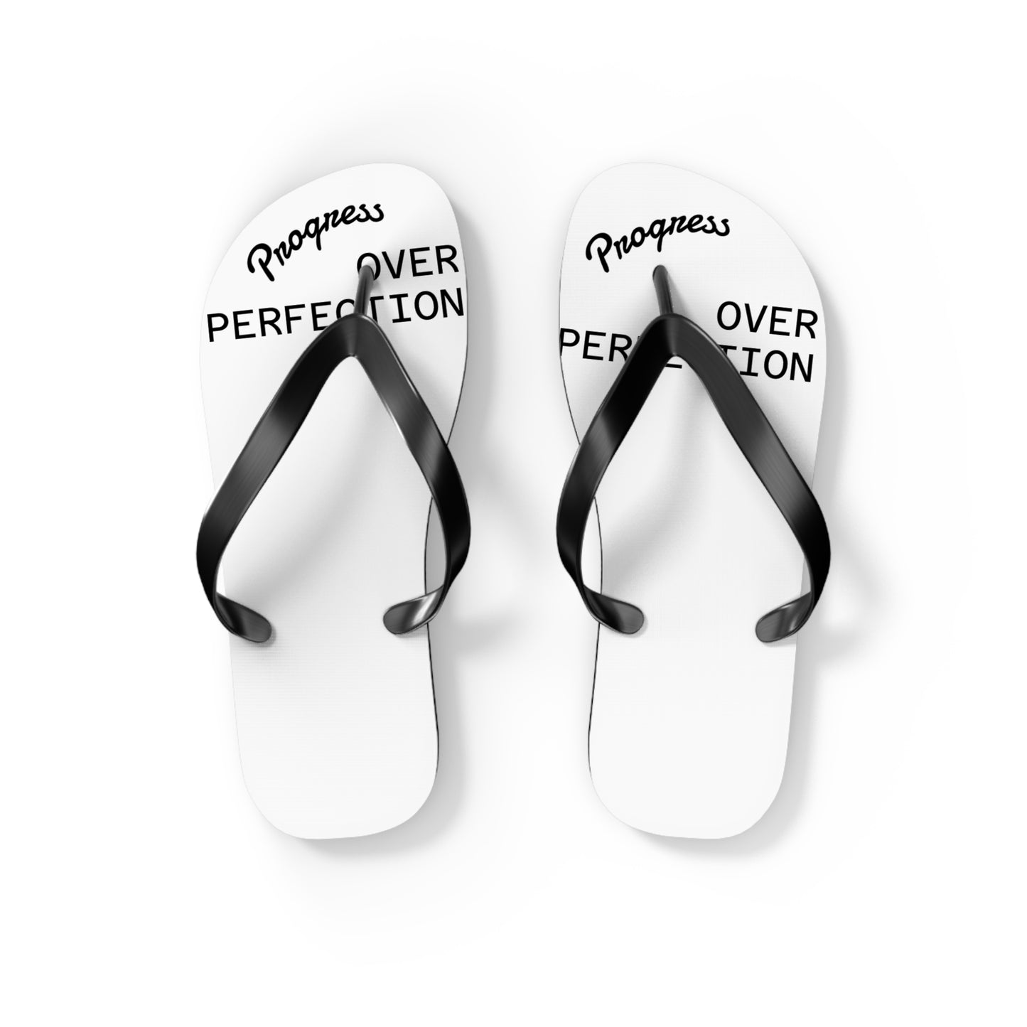 Flip Flops – “Progress Over Perfection” Beach Sandals – Inspirational Summer Footwear