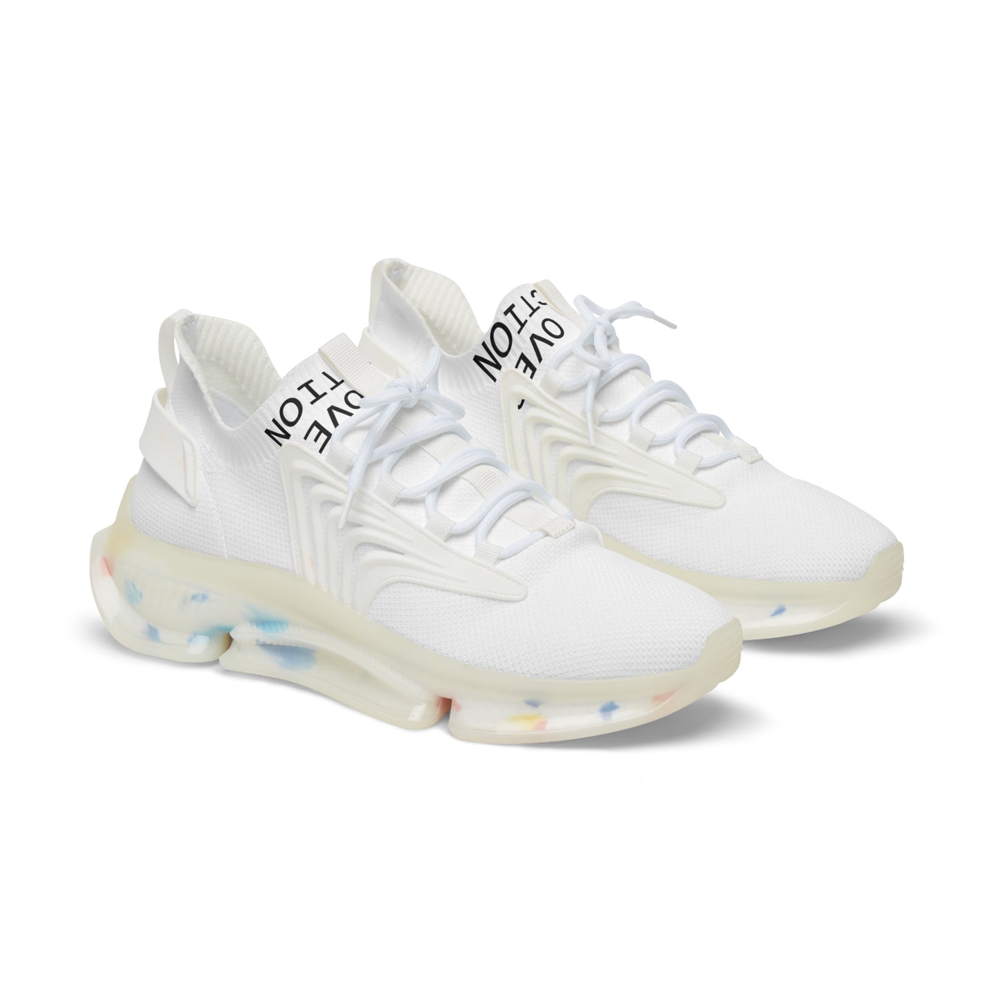 Men's White Mesh Sneakers — Lightweight Breathable Athletic Shoes with 'LOVE' Accent