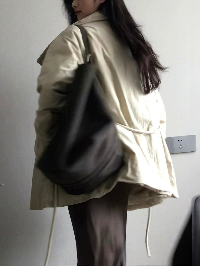 Waist-Hugging Stand-Up Collar Thickened Puffer Jacket - Fitted Silhouette